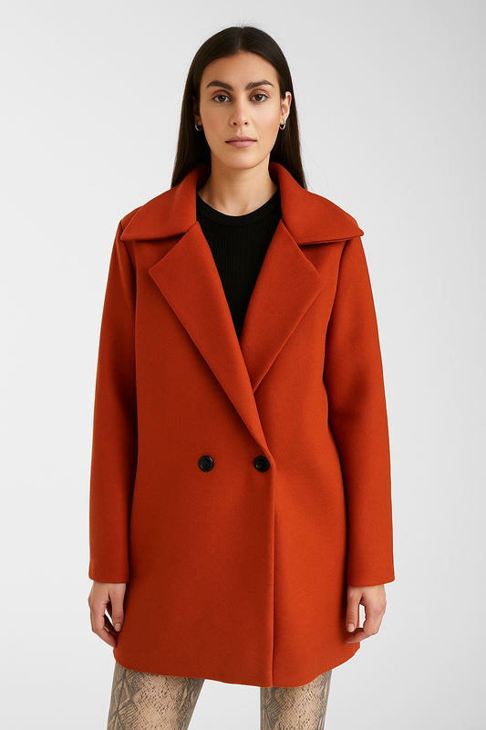 Cappotto Doppiopetto Arancio Bruciato