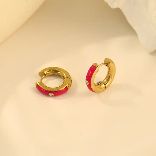 MINI ORECCHINI A CERCHIO FUCSIA