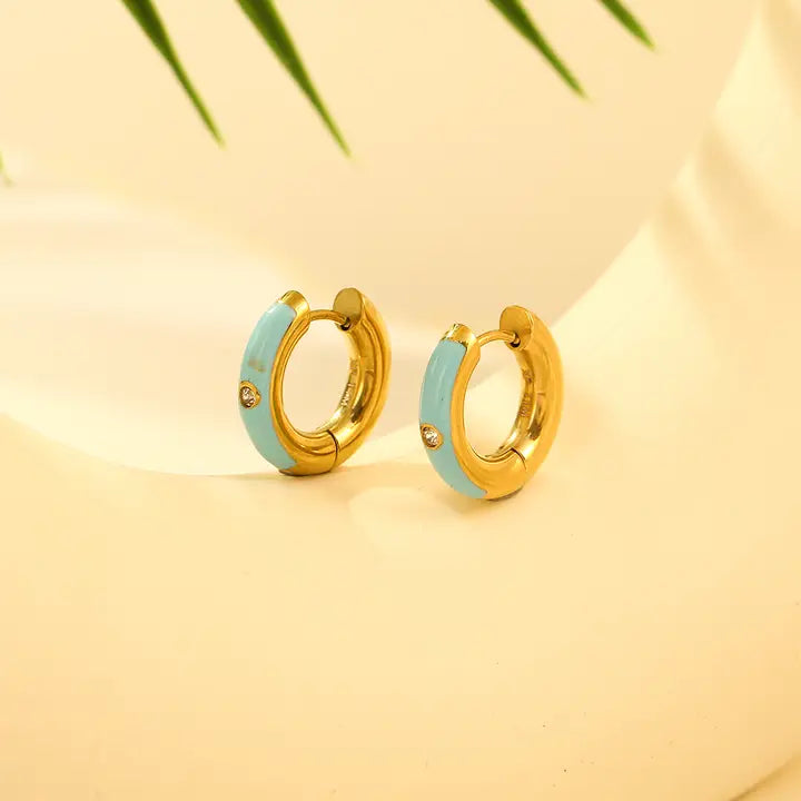 MINI ORECCHINI A CERCHIO CELESTE